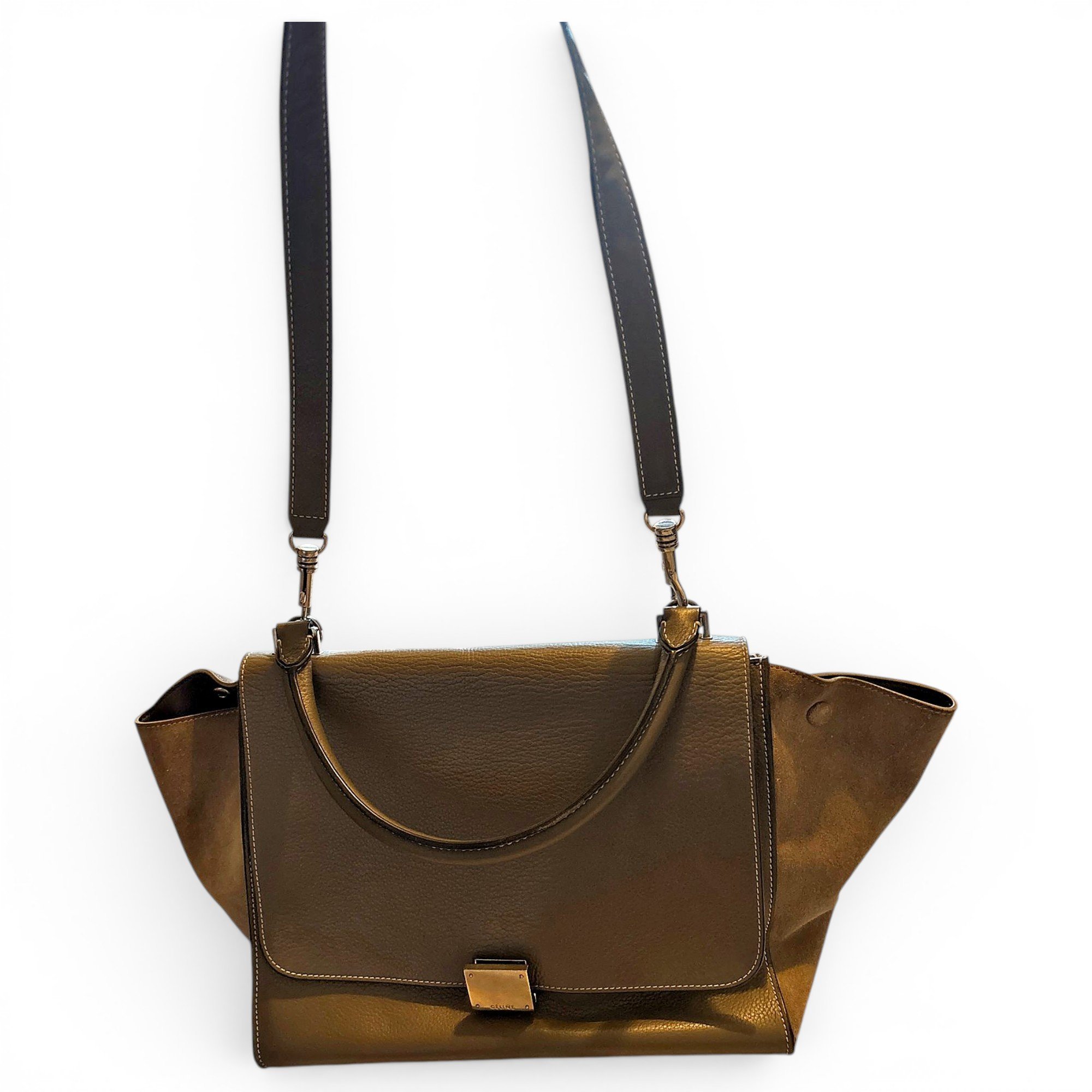 Trapèze leather handbag