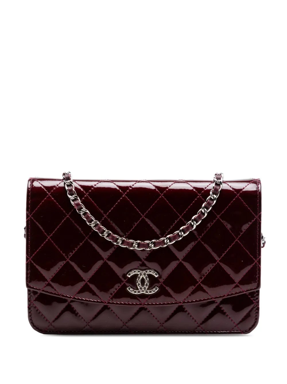 2013-2014 CC Quilted Patent Brilliant Wallet On Chain crossbody bag