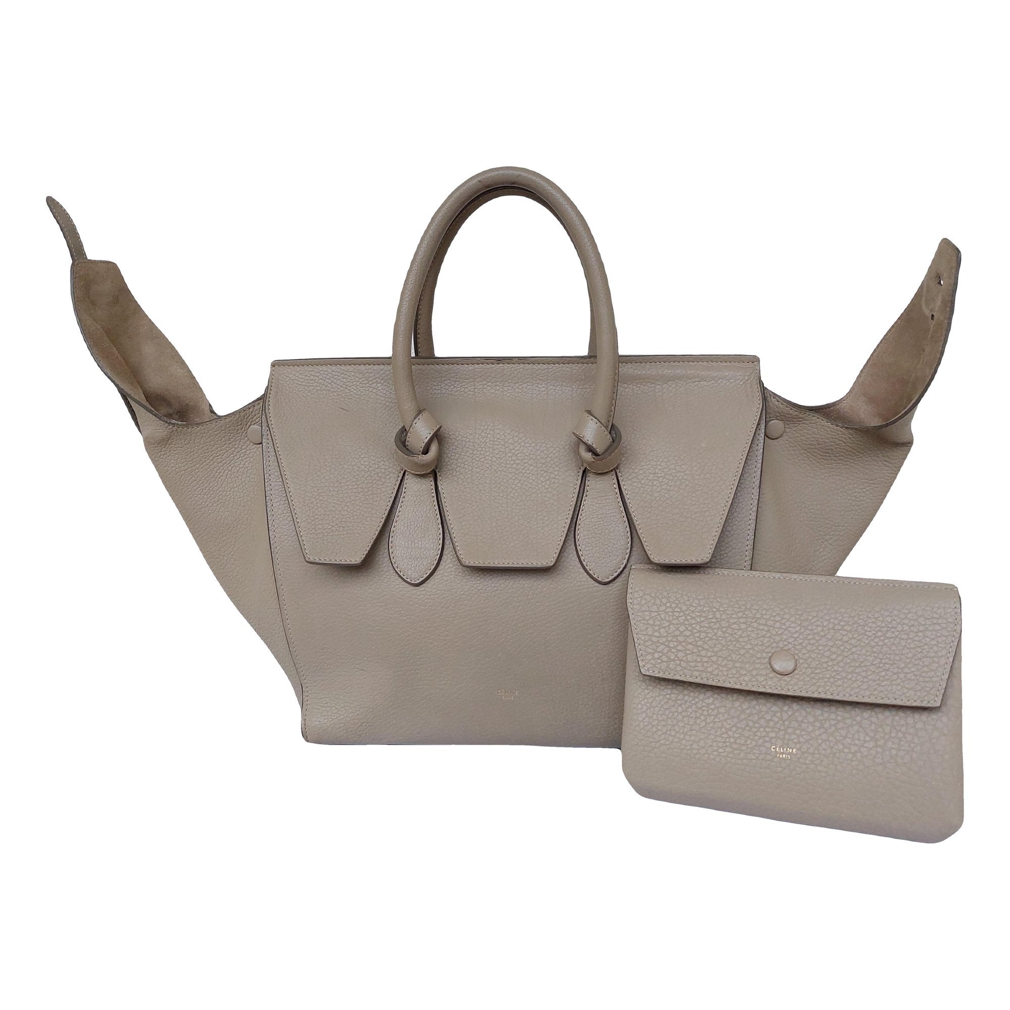 Tie leather handbag