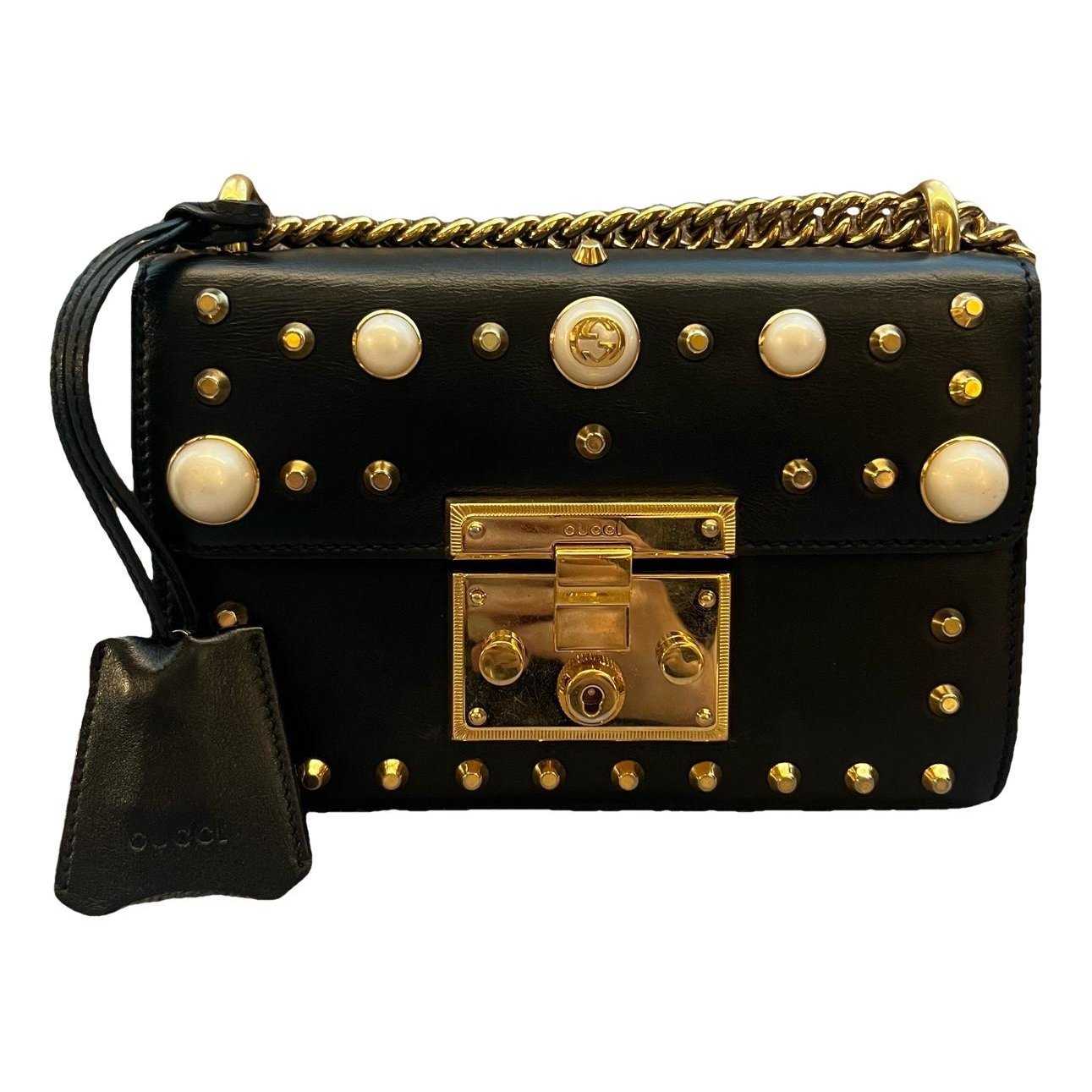 Padlock leather handbag