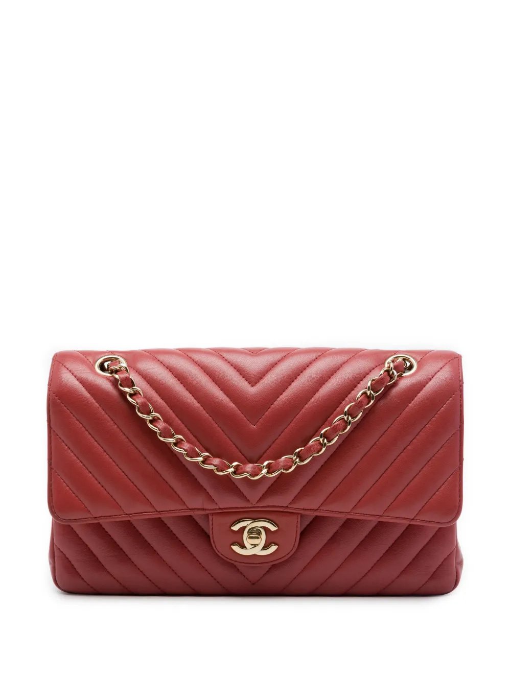 2018 Medium Classic Chevron Lambskin Double Flap shoulder bag