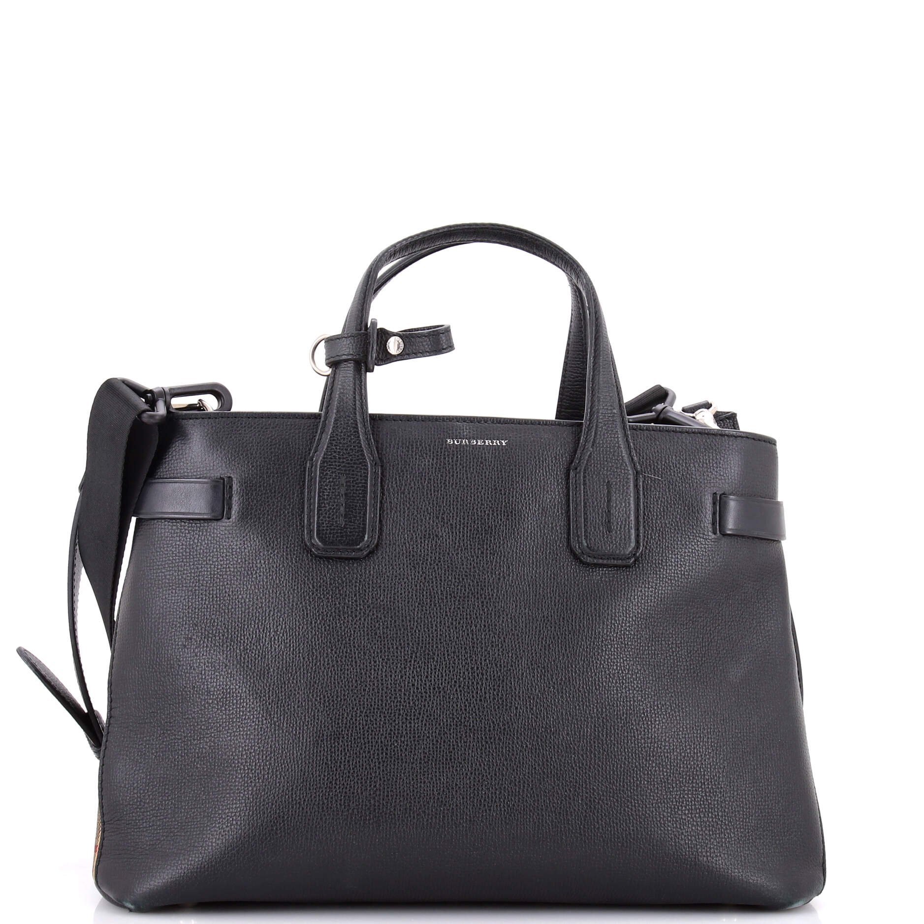 Banner NM Tote Leather with Vintage Check Canvas Medium