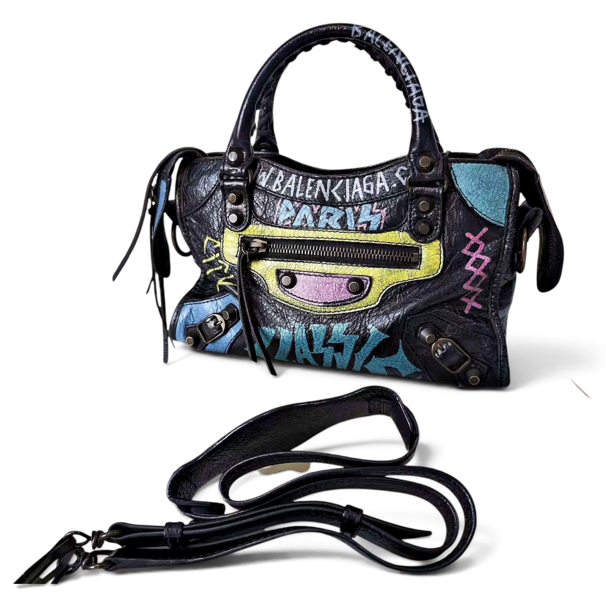 City leather handbag