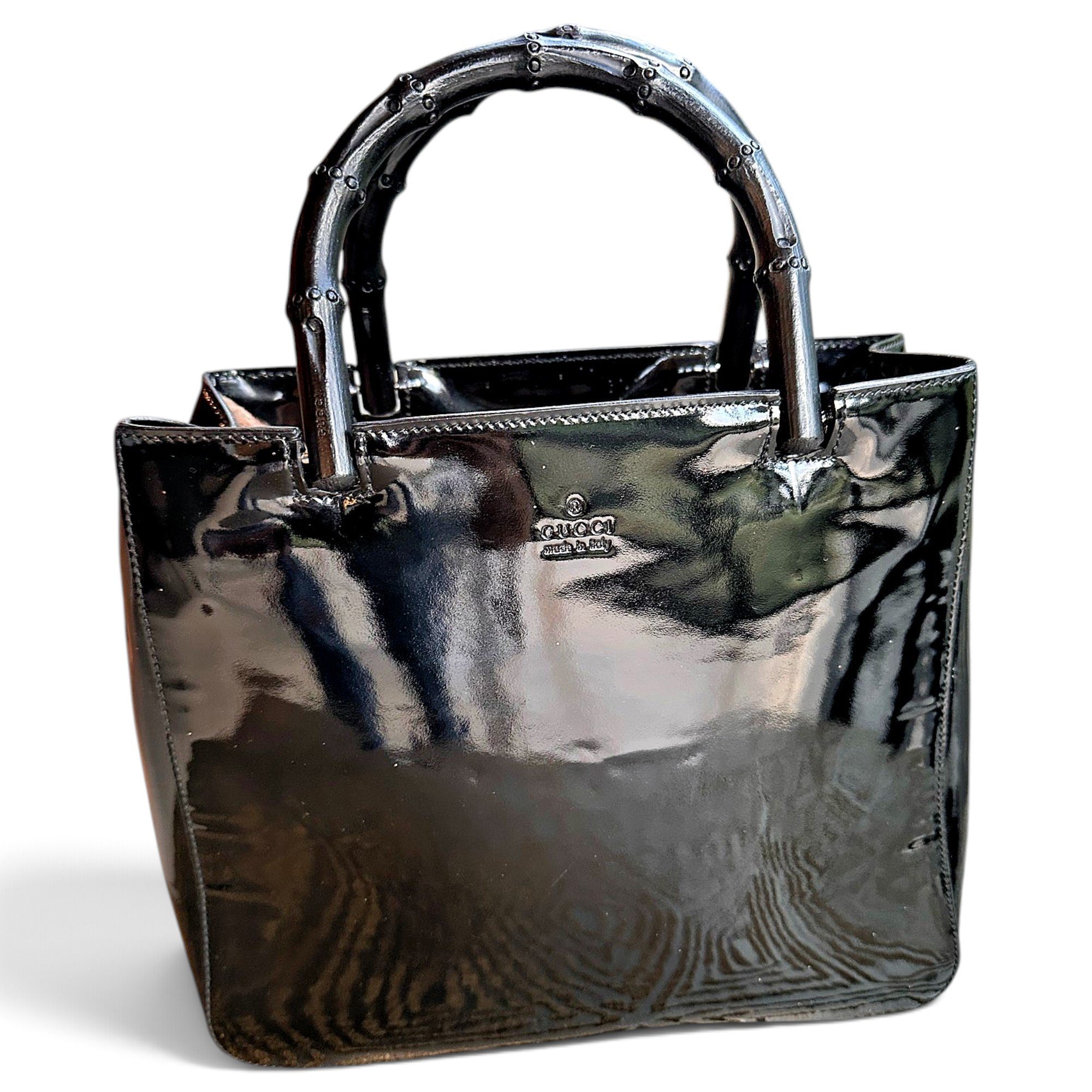 Vintage Bamboo patent leather tote
