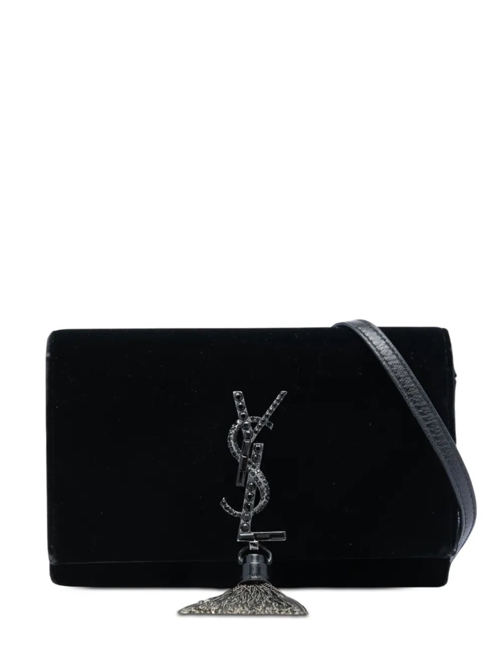 2018 Velvet Crystal Monogram Kate Tassel Wallet on Chain crossbody bag