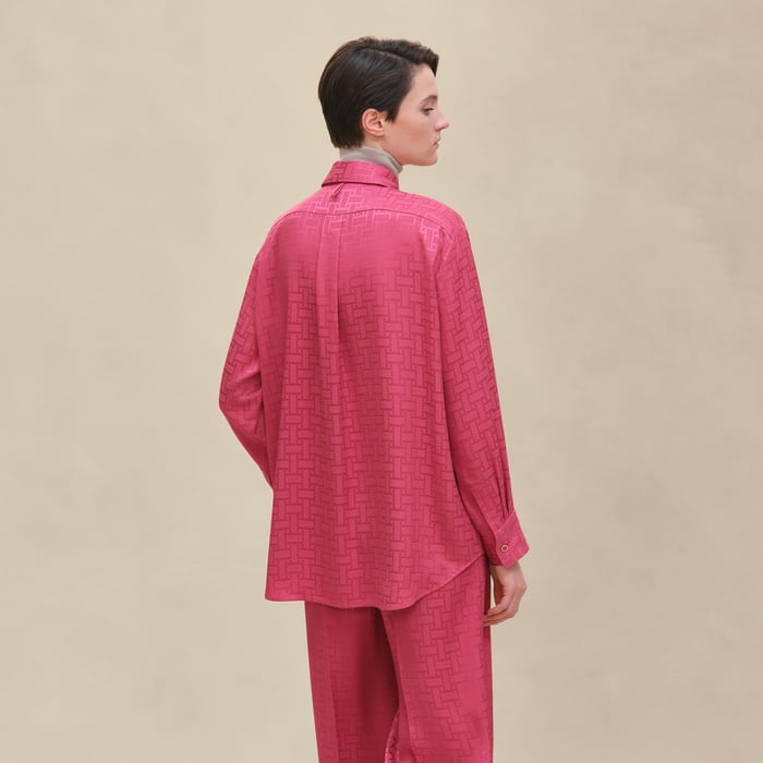 Rose Framboise "Mosaique" Ascot Collar Shirt