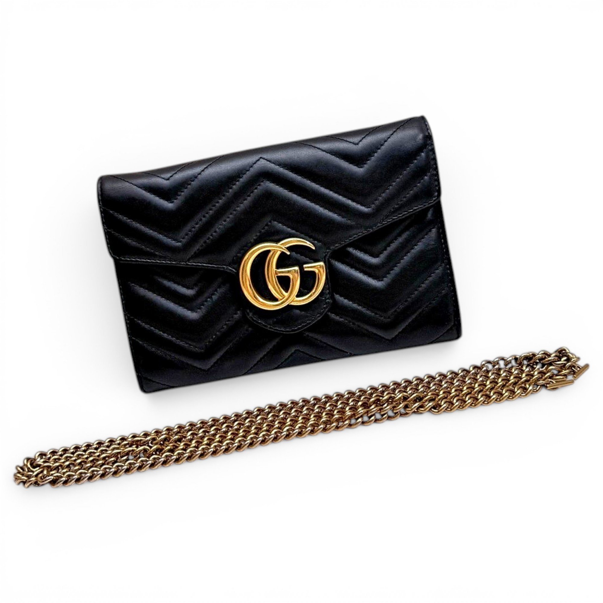 Pearly GG Marmont Chain Wallet leather handbag
