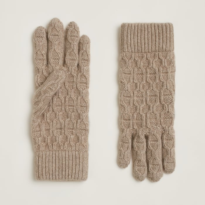 Beige Tri Maillon Gloves