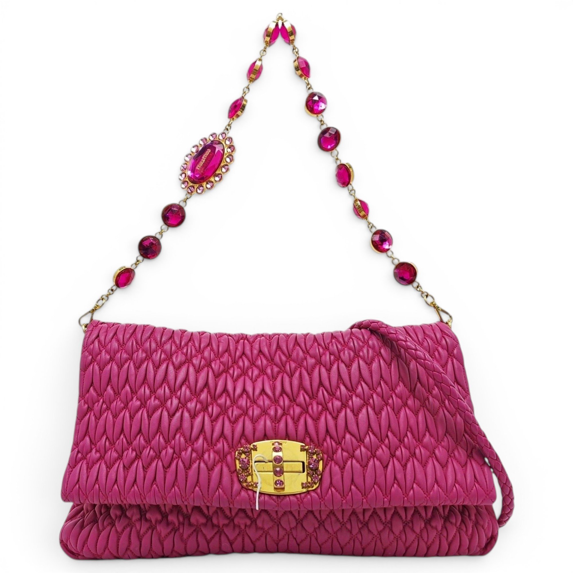 Miu Crystal leather handbag