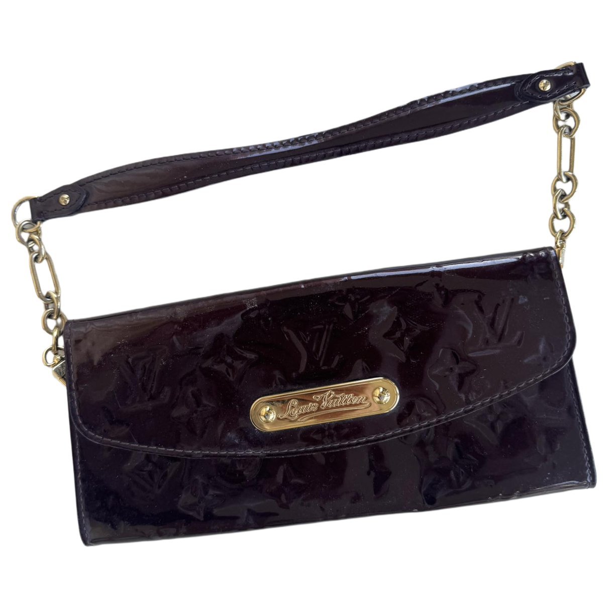 Sunset Boulevard patent leather clutch bag
