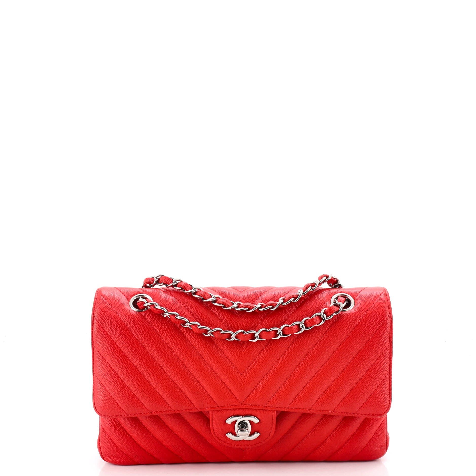 Classic Double Flap Bag Chevron Caviar Medium