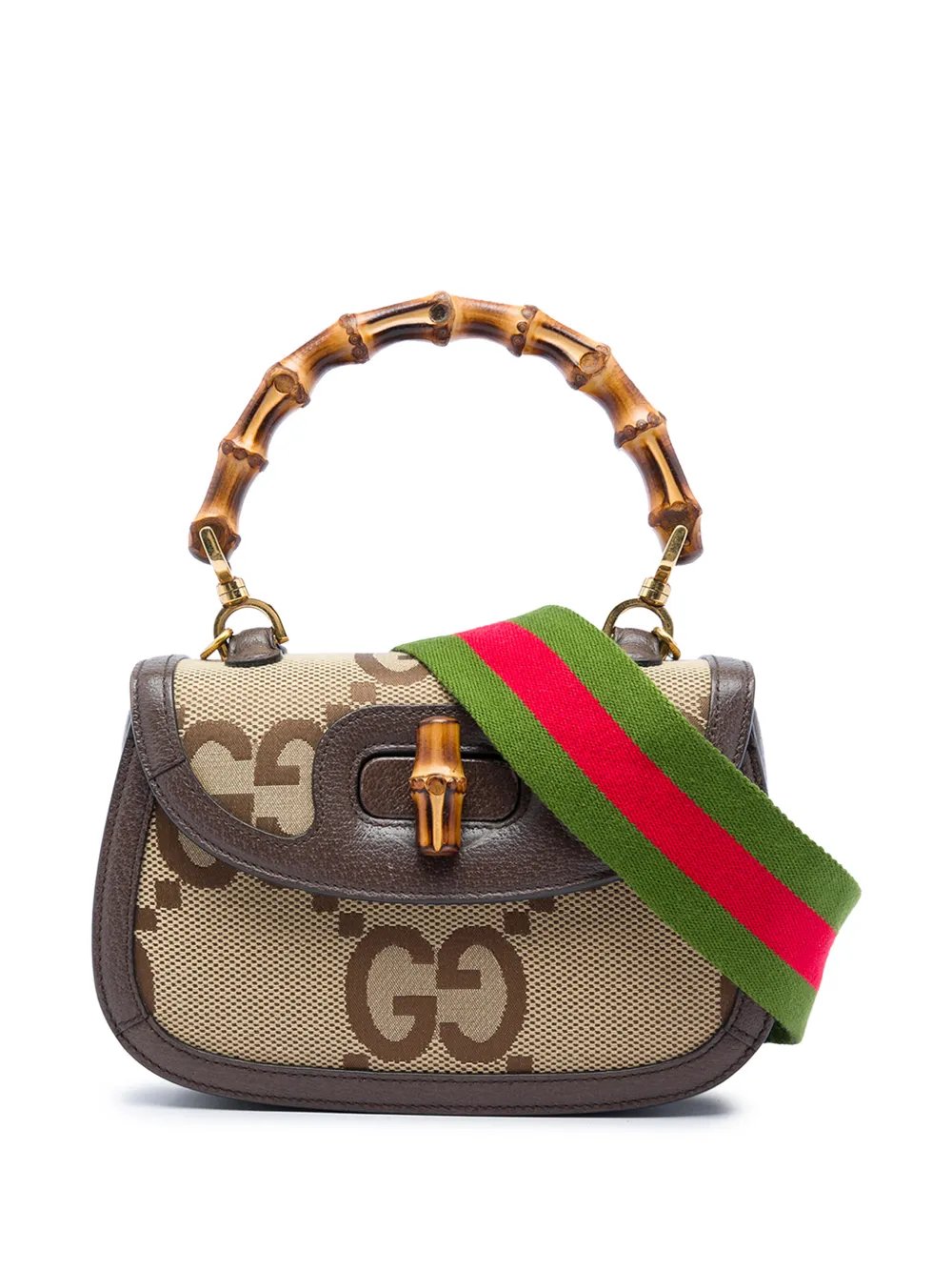 2016-2026 Small Jumbo GG Canvas Web Bamboo 1947 Top Handle Bag satchel