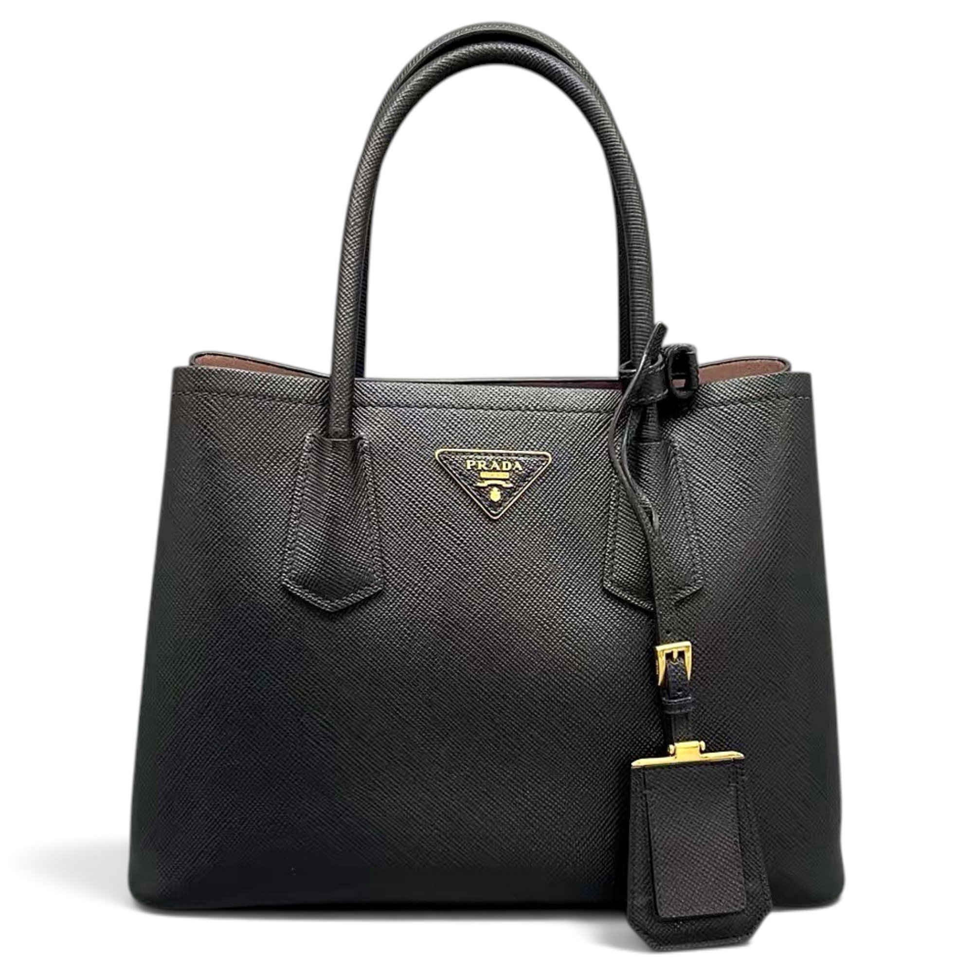 Double leather handbag