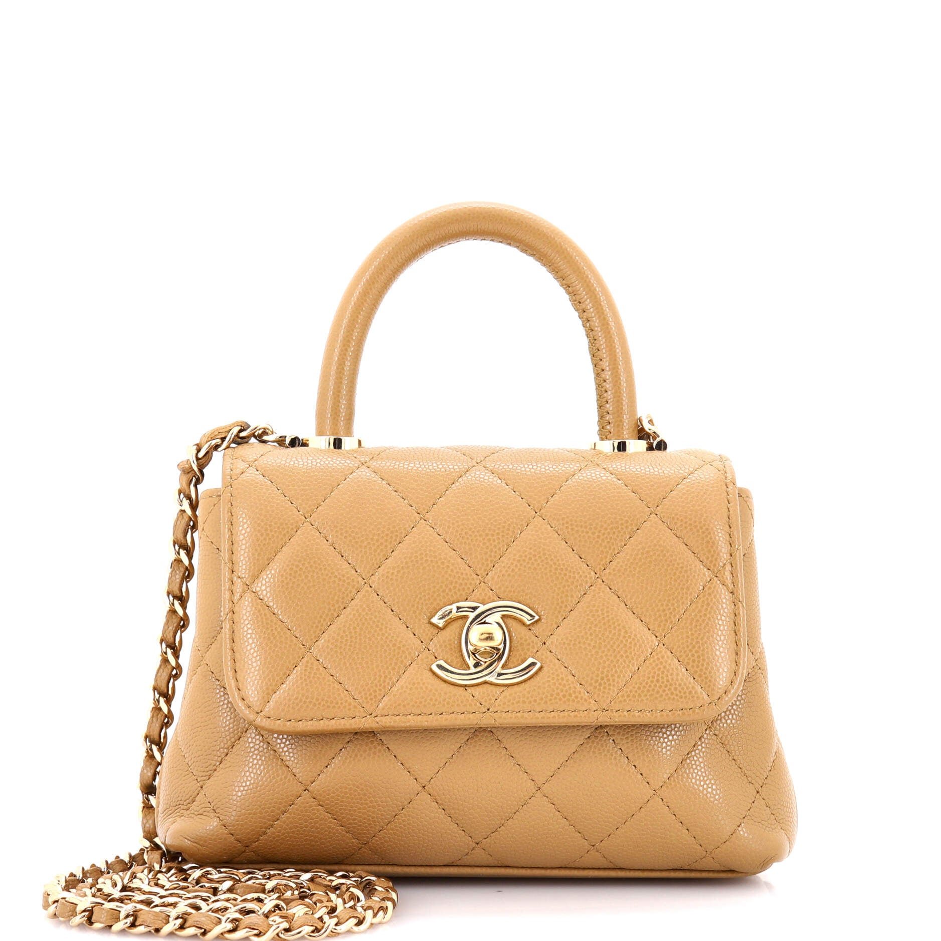 Coco Top Handle Clutch with Chain Quilted Caviar Mini