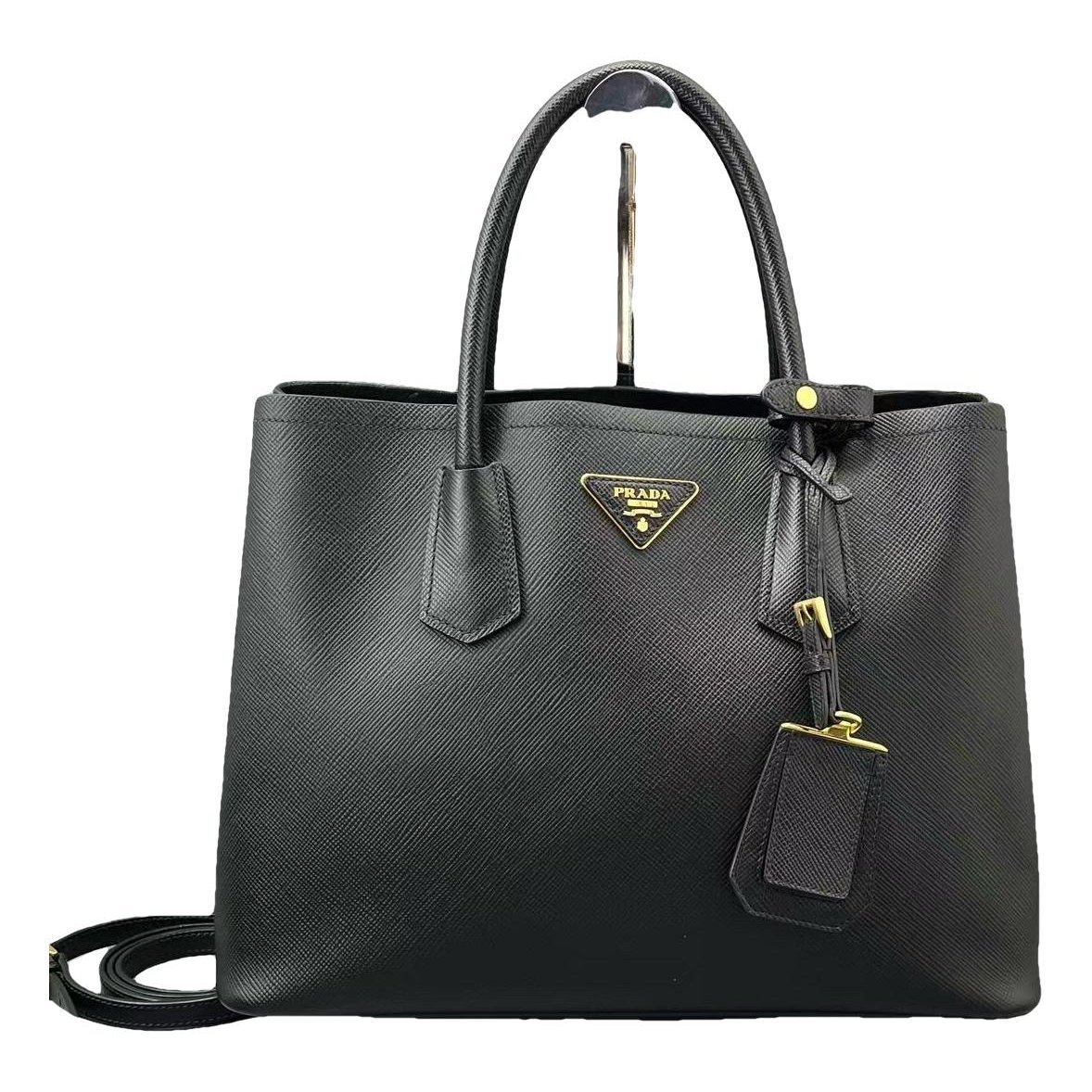 Double leather handbag