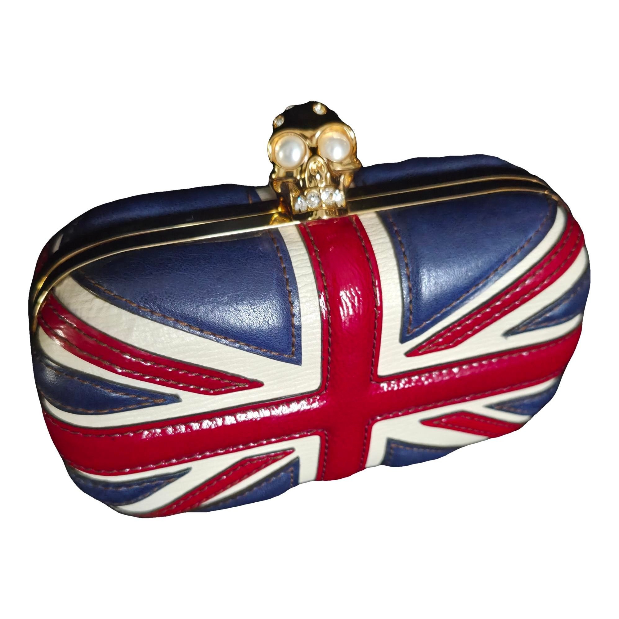 Skull leather clutch bag