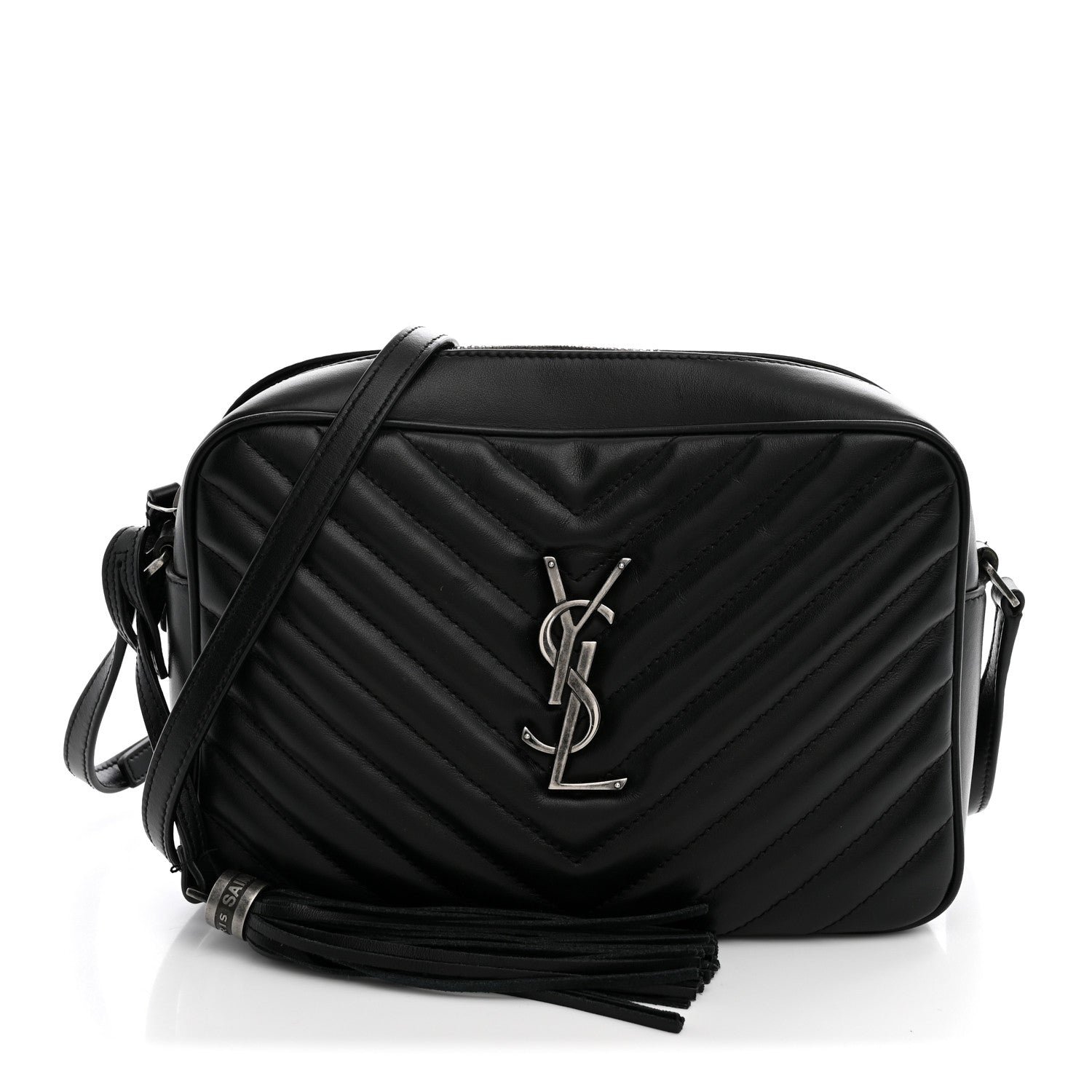 Saint Laurent Calfskin Matelasse Monogram Lou Camera Bag Black