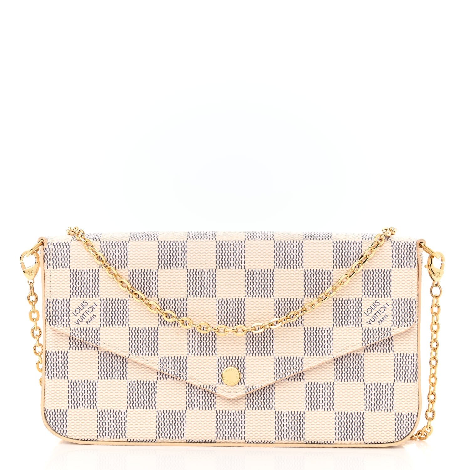 Louis Vuitton Damier Azur Pochette Felicie Chain Wallet Rose Ballerine
