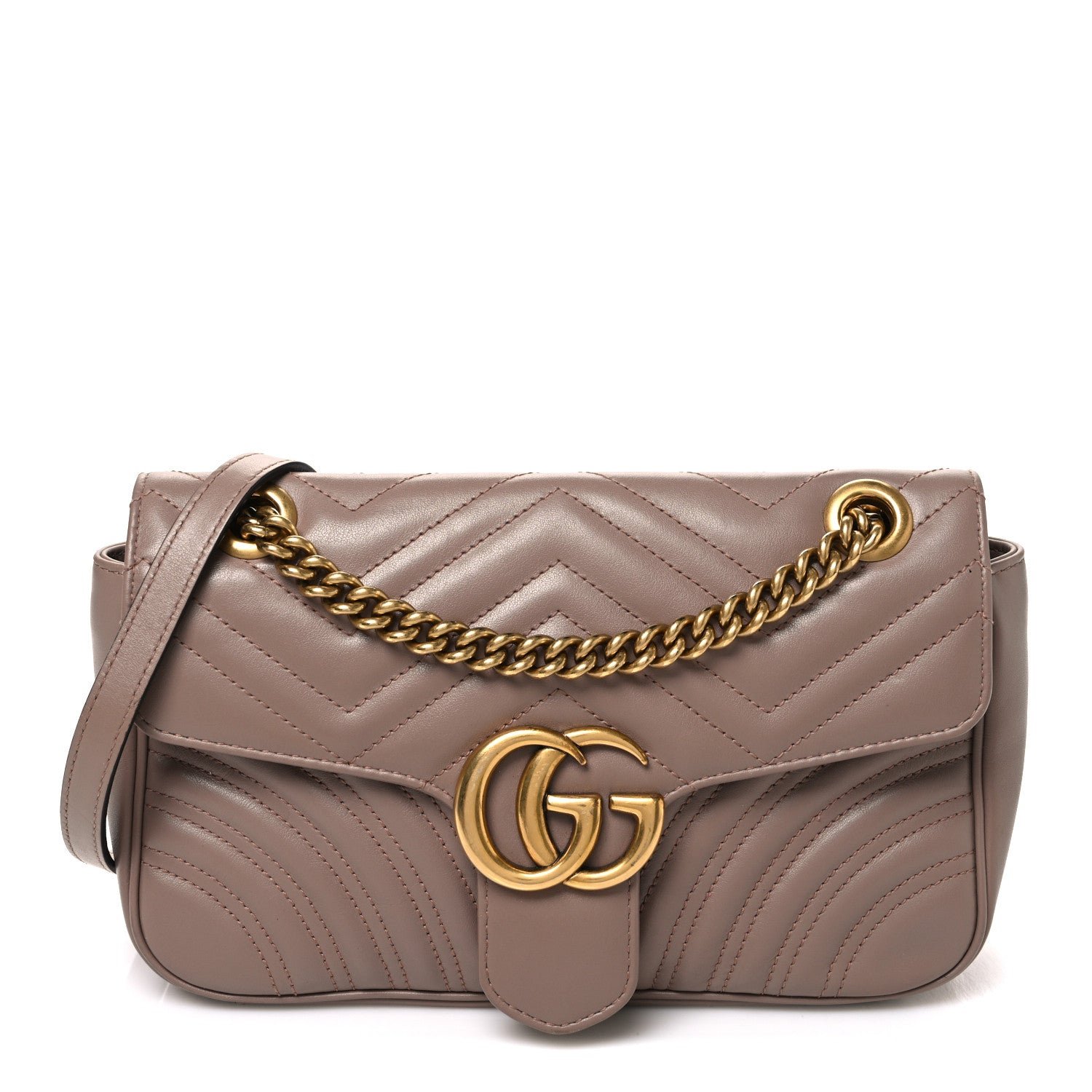 Gucci Calfskin Matelasse Small GG Marmont Shoulder Bag Porcelain Rose