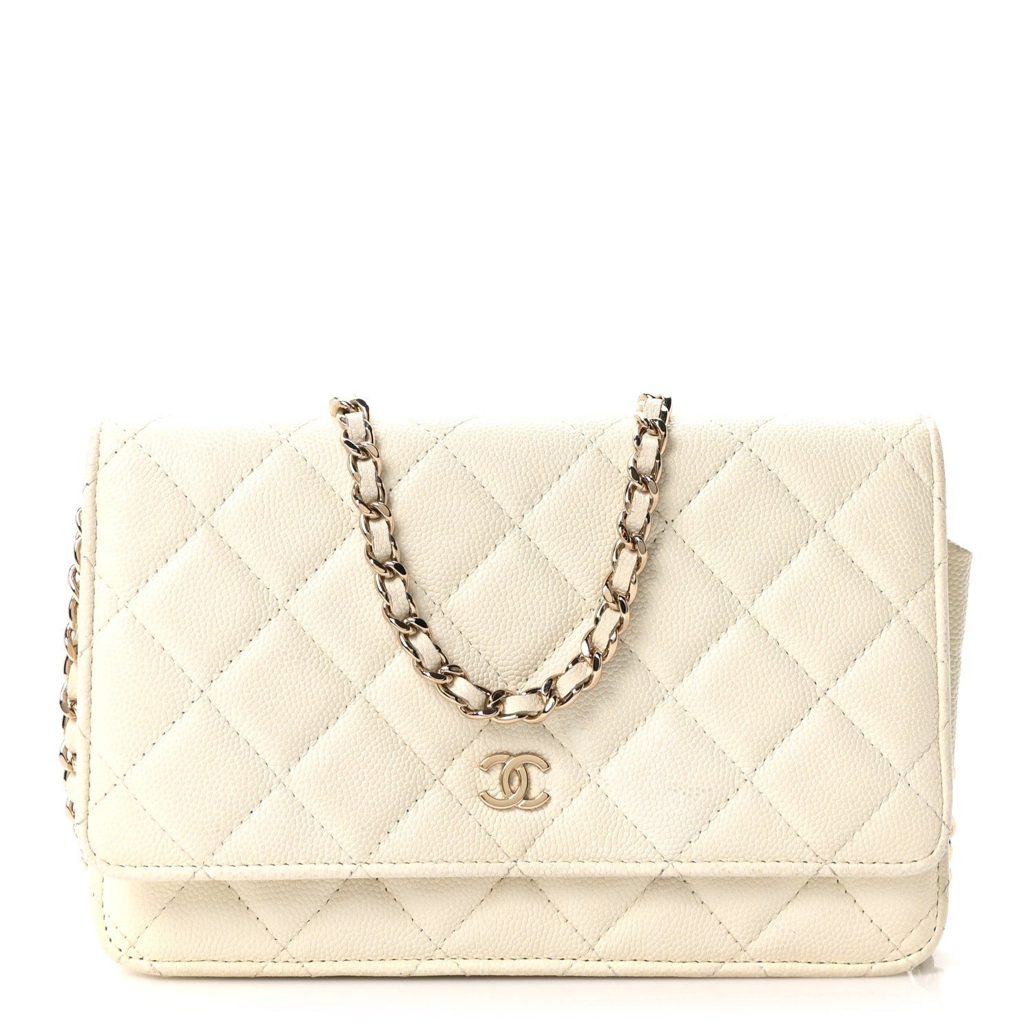 Chanel Caviar Quilted Wallet On Chain WOC White