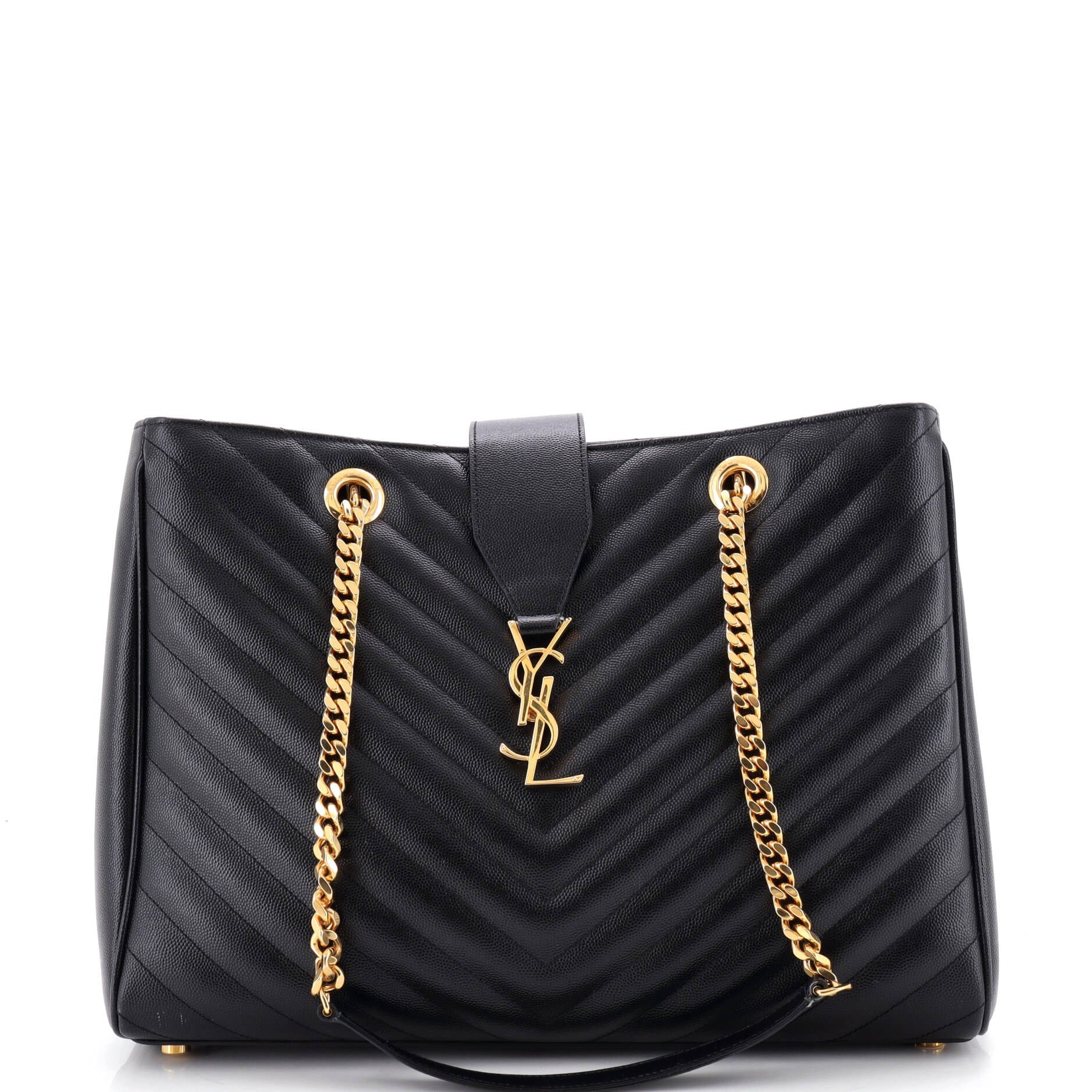Classic Monogram Shopper Matelasse Chevron Leather Large