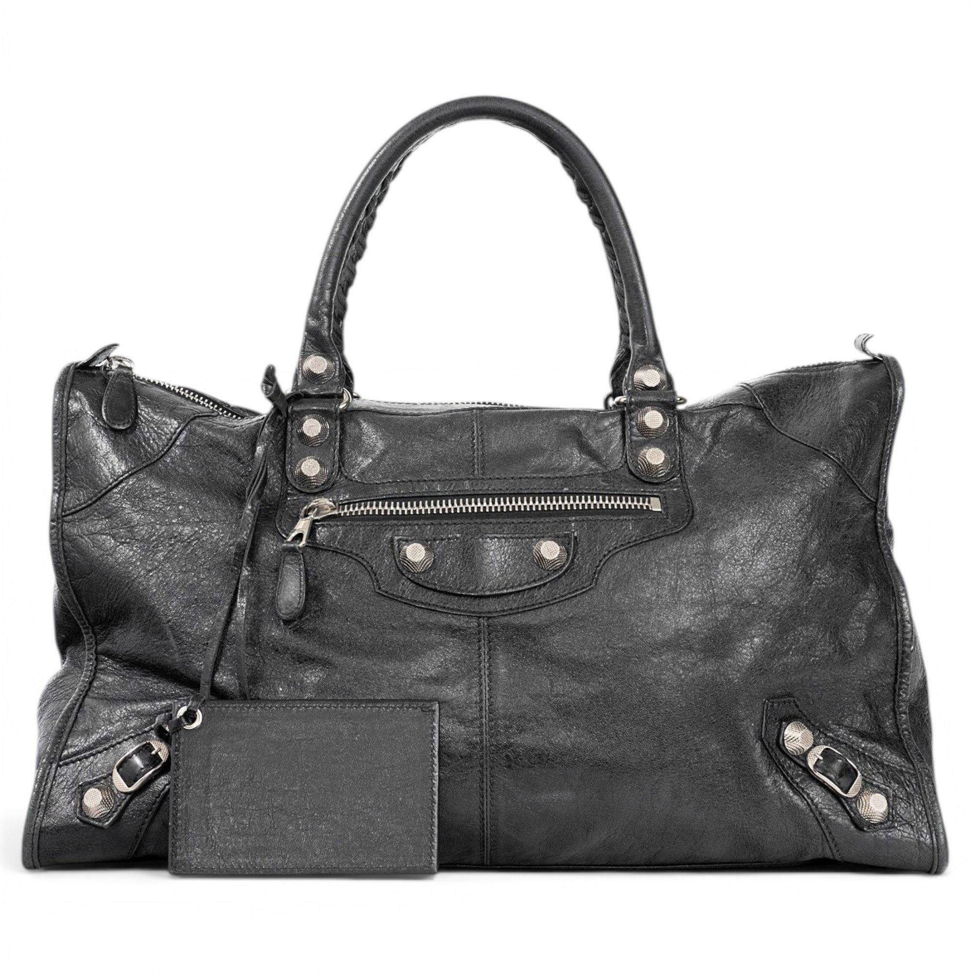 Work leather tote