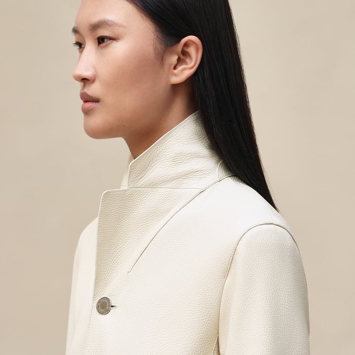 Blanc Camarguais Equestrian Leather Coat