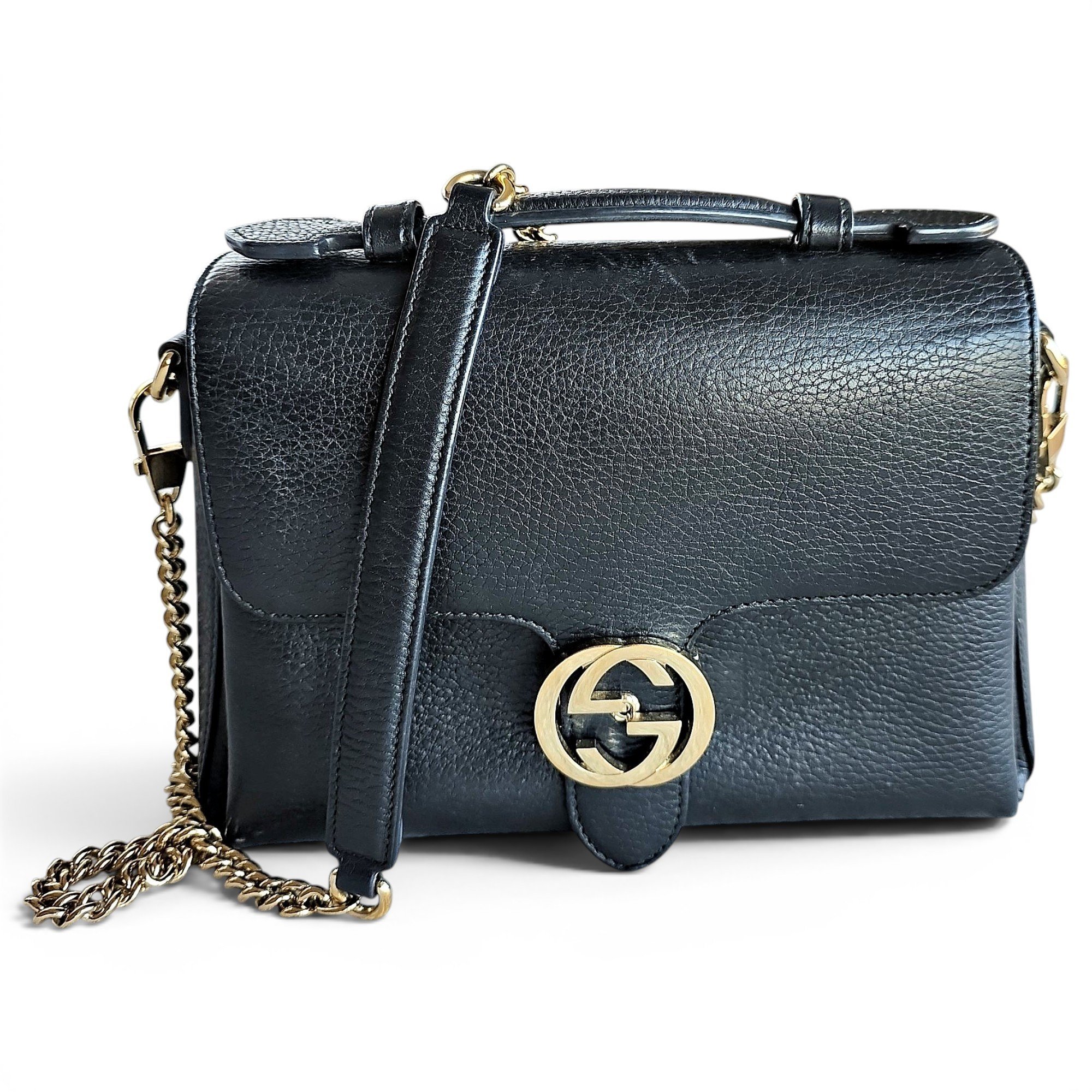 Interlocking leather handbag