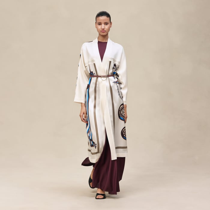 Blanc Céramique "l'Enseigne Du Sellier" Long Cardigan