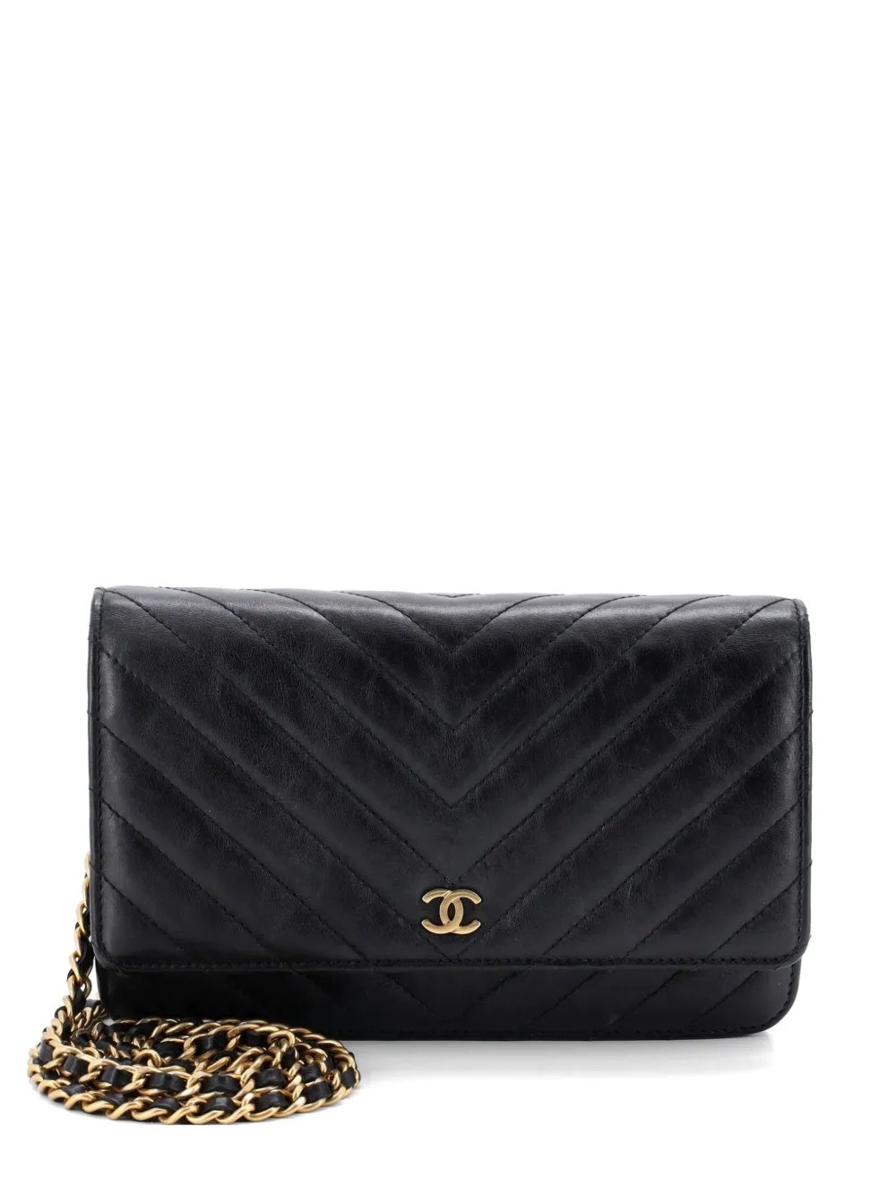 Wallet on Chain Chevron Calfskin crossbody bag