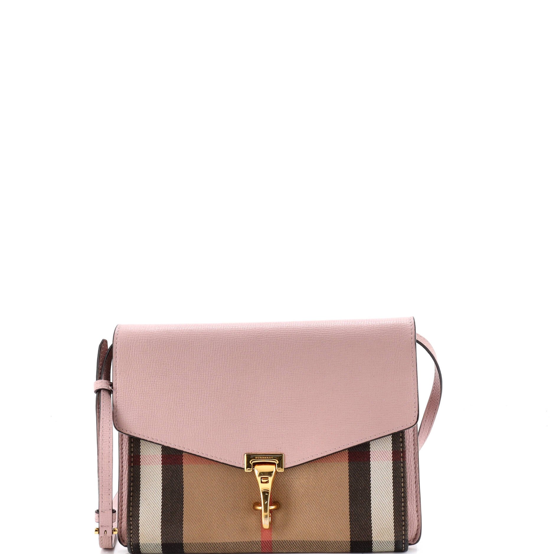 Macken Crossbody Bag Leather and House Check Canvas Small