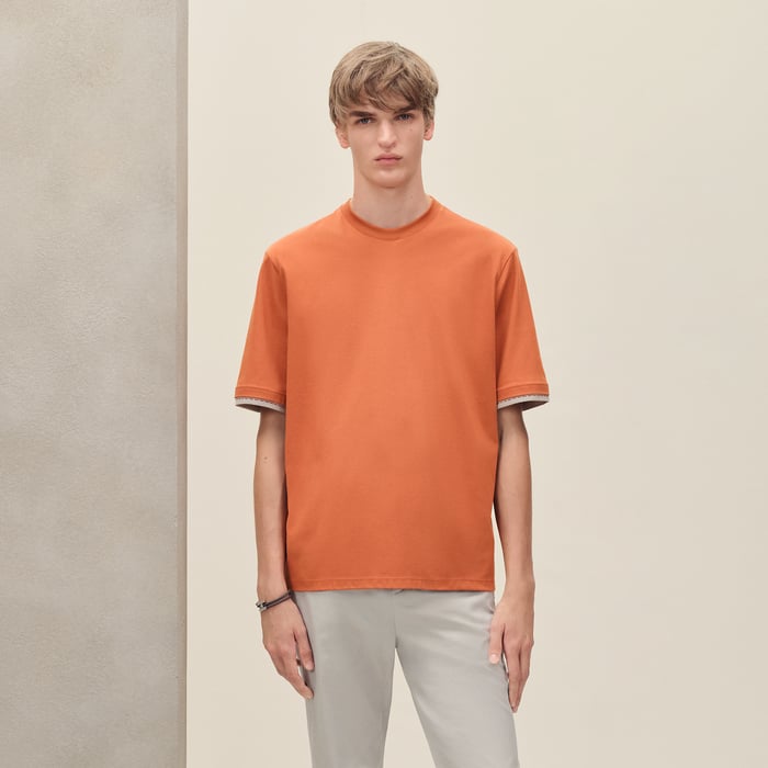 Orange Brûlé T-shirt With "Sellier" Detail