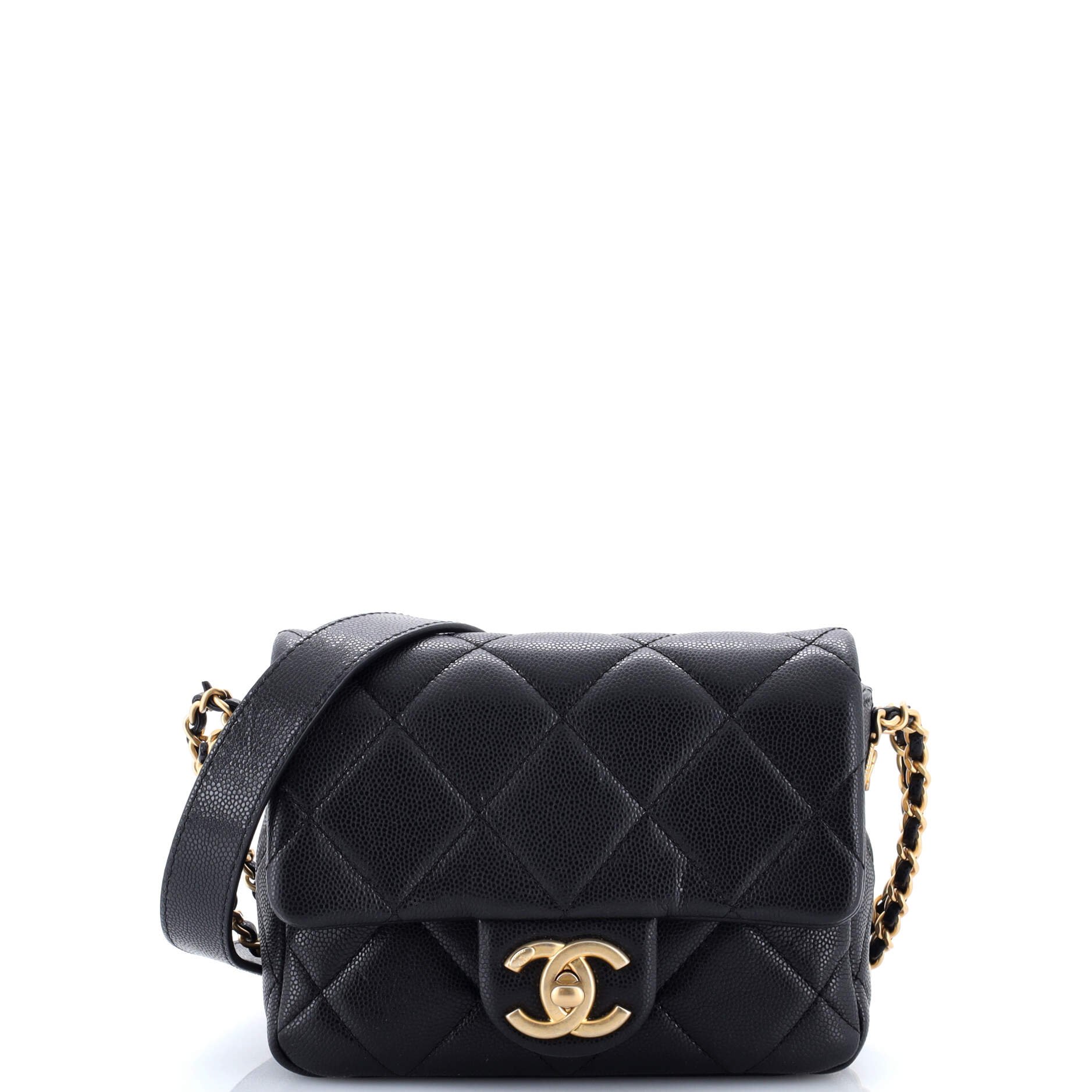 Chanel Twist Your Buttons Flap Bag Quilted Caviar Mini