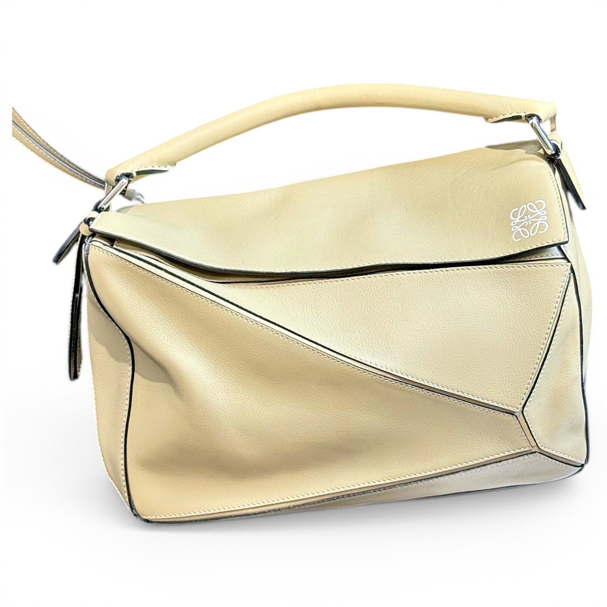Puzzle leather handbag