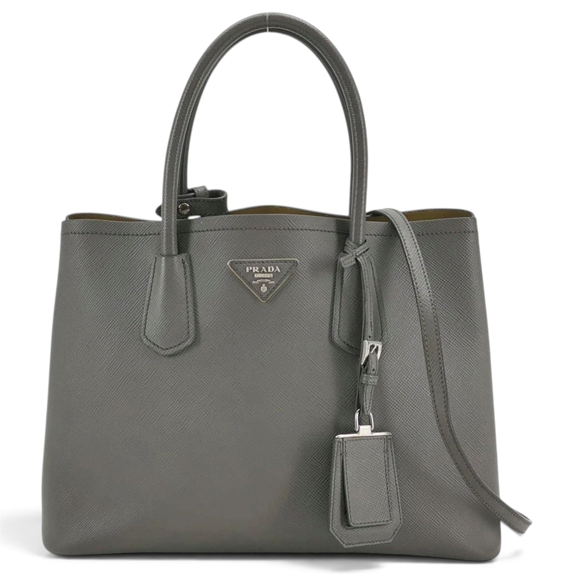 Double leather handbag