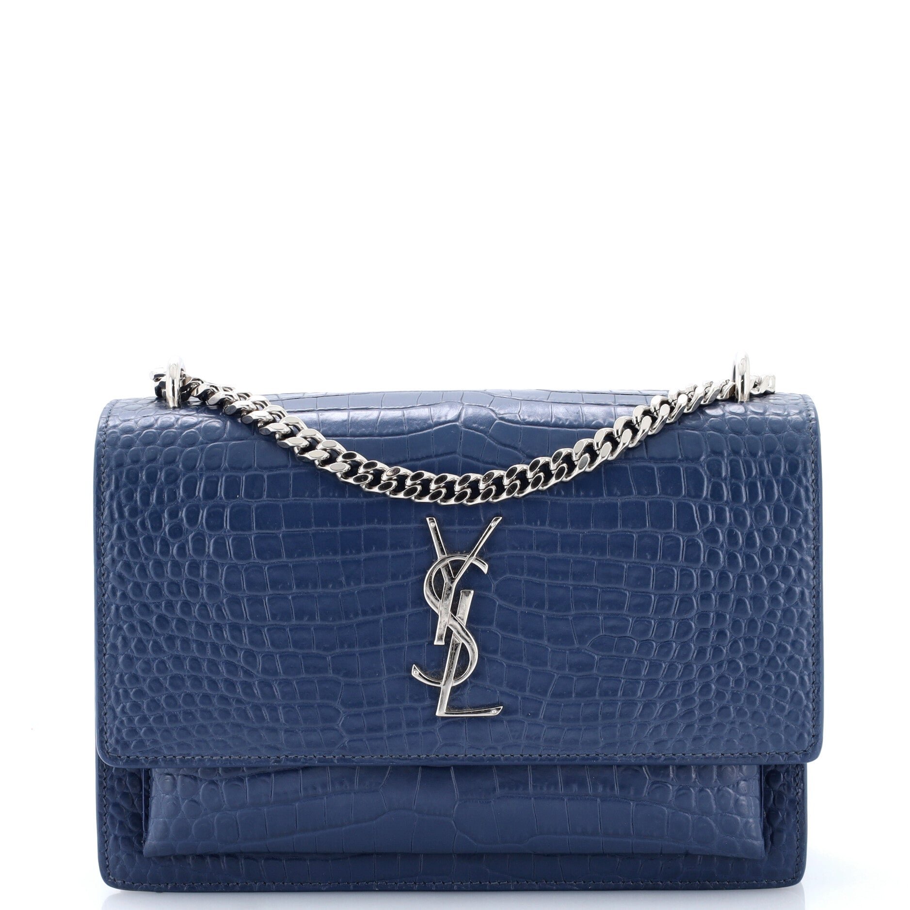 Sunset Crossbody Bag Crocodile Embossed Leather Medium