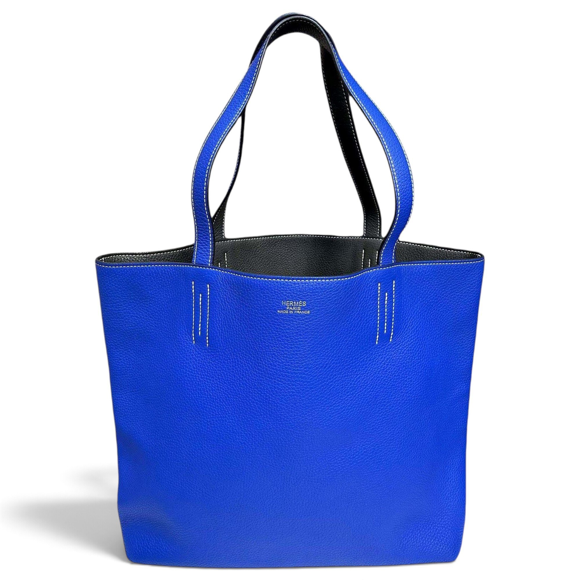 Double sens leather handbag