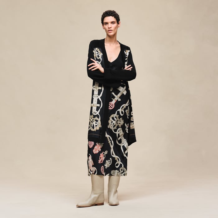 Noir "Ferronnerie Remix" Long-sleeve Twillaine Cardigan