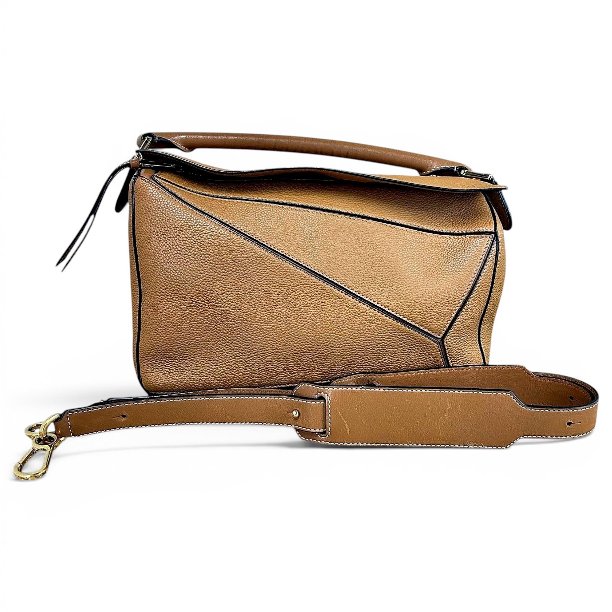 Puzzle leather handbag
