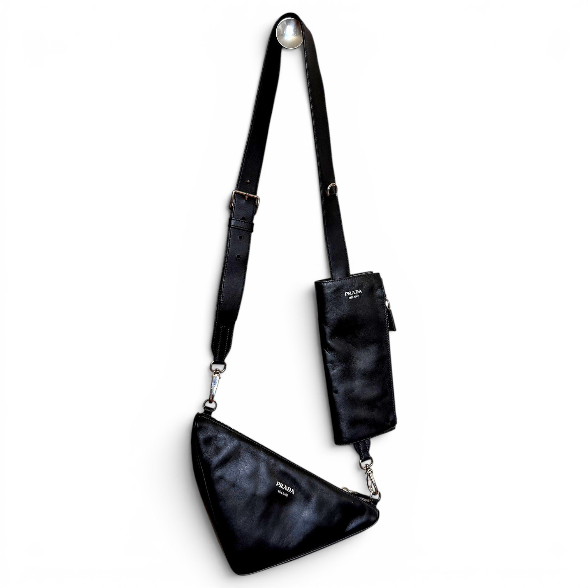 Triangle leather crossbody bag
