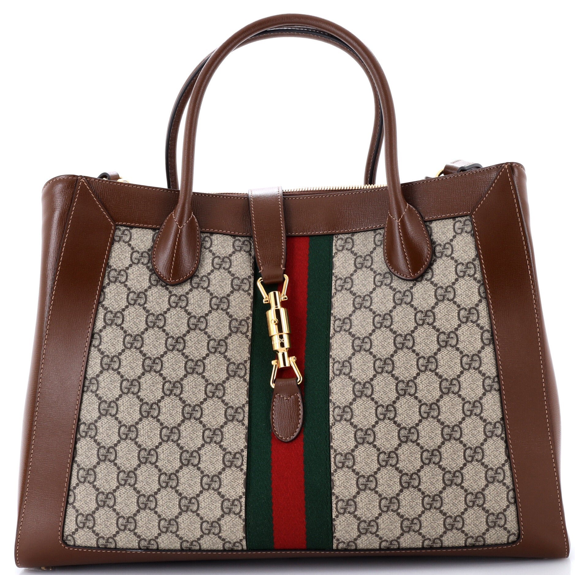 Jackie 1961 Web Tote GG Canvas and Leather Large