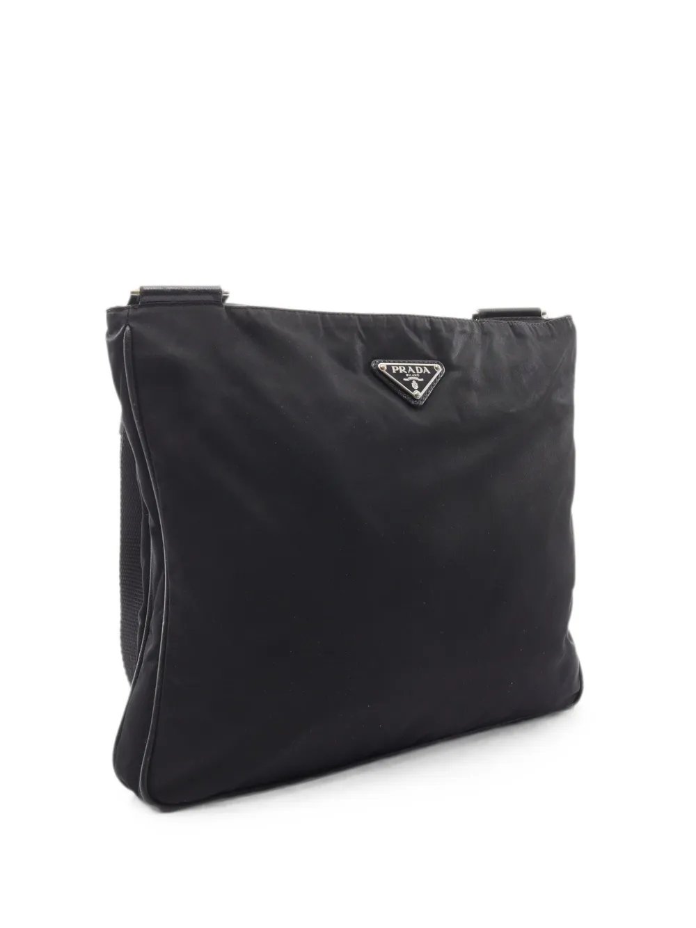 2000s triangle logo Saffiano leather shoulder bag