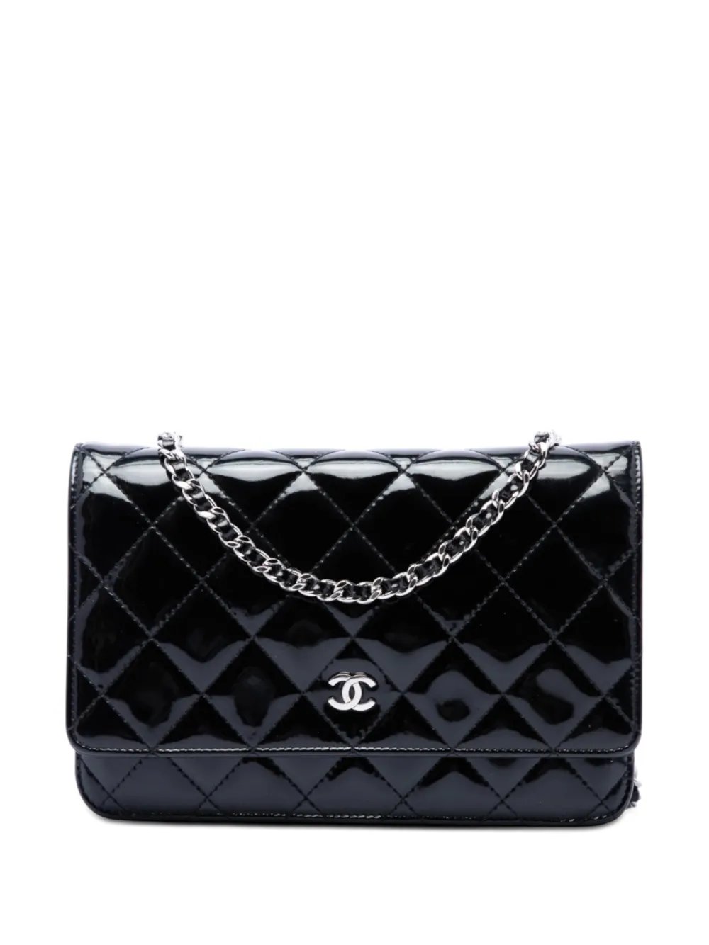 2011 CC Quilted Patent Wallet On Chain crossbody bag