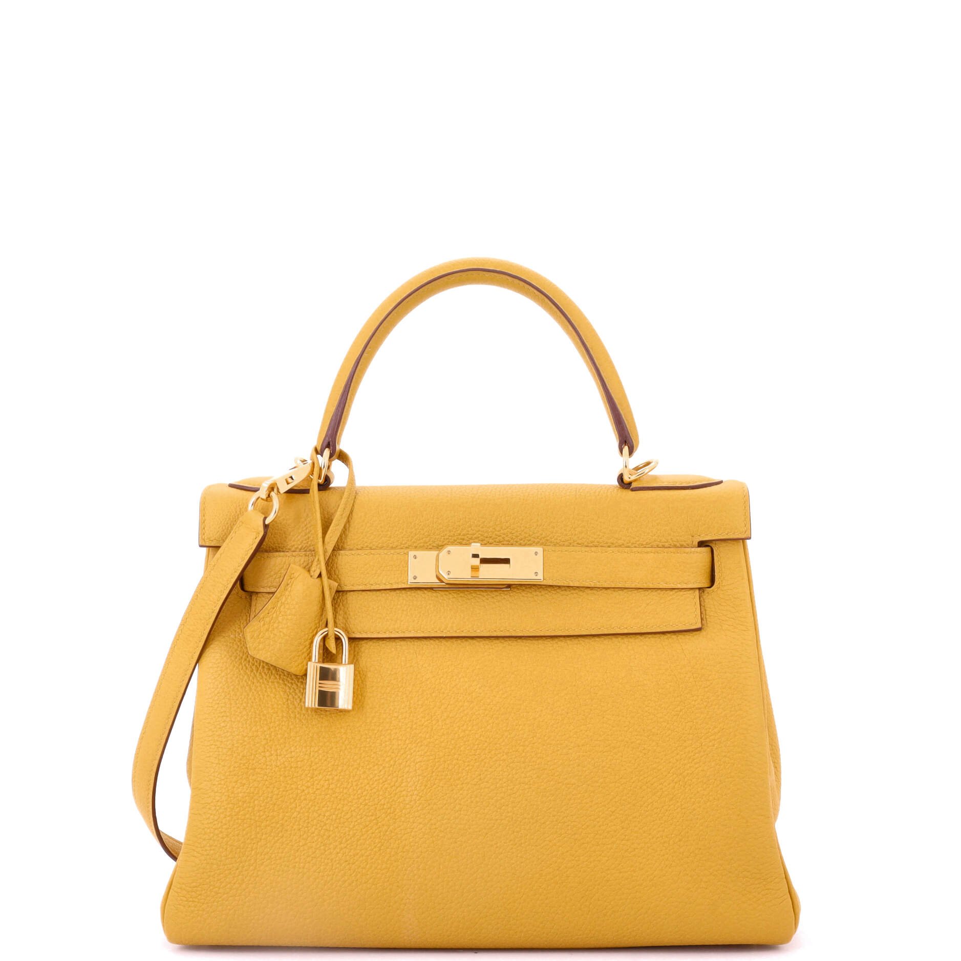 Hermes Kelly Handbag Jaune Ambre Togo with Gold Hardware 28