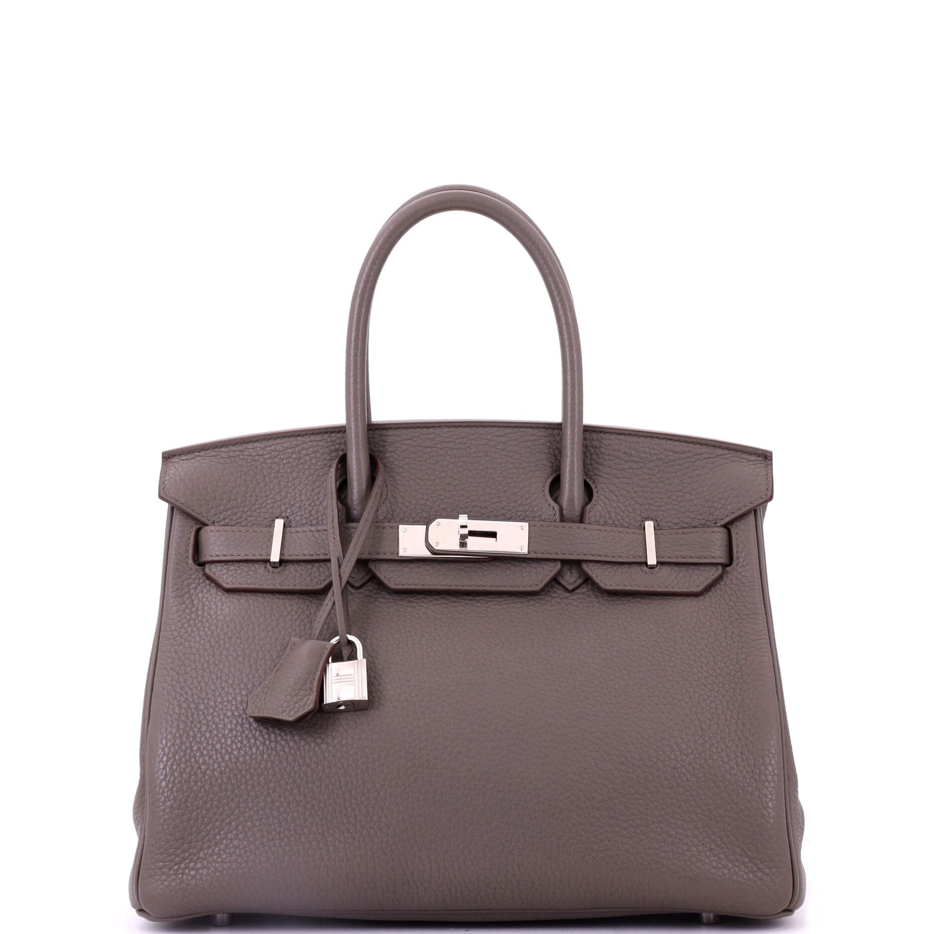 Hermes Birkin Handbag Grey Clemence with Palladium Hardware 30