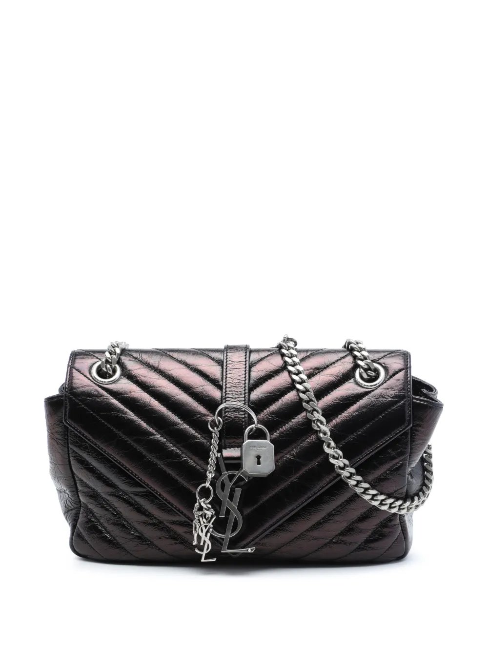 2015 Medium Chevron Metallic Crinkled Calfskin Punk Chain Bag shoulder bag