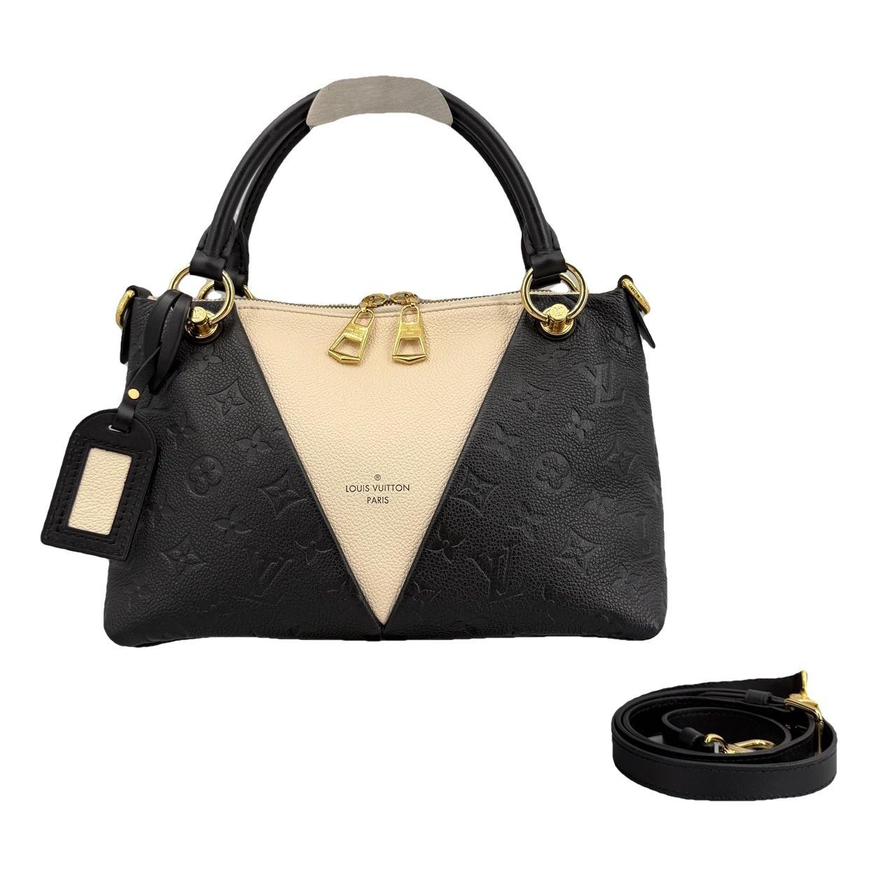 Tote V leather handbag