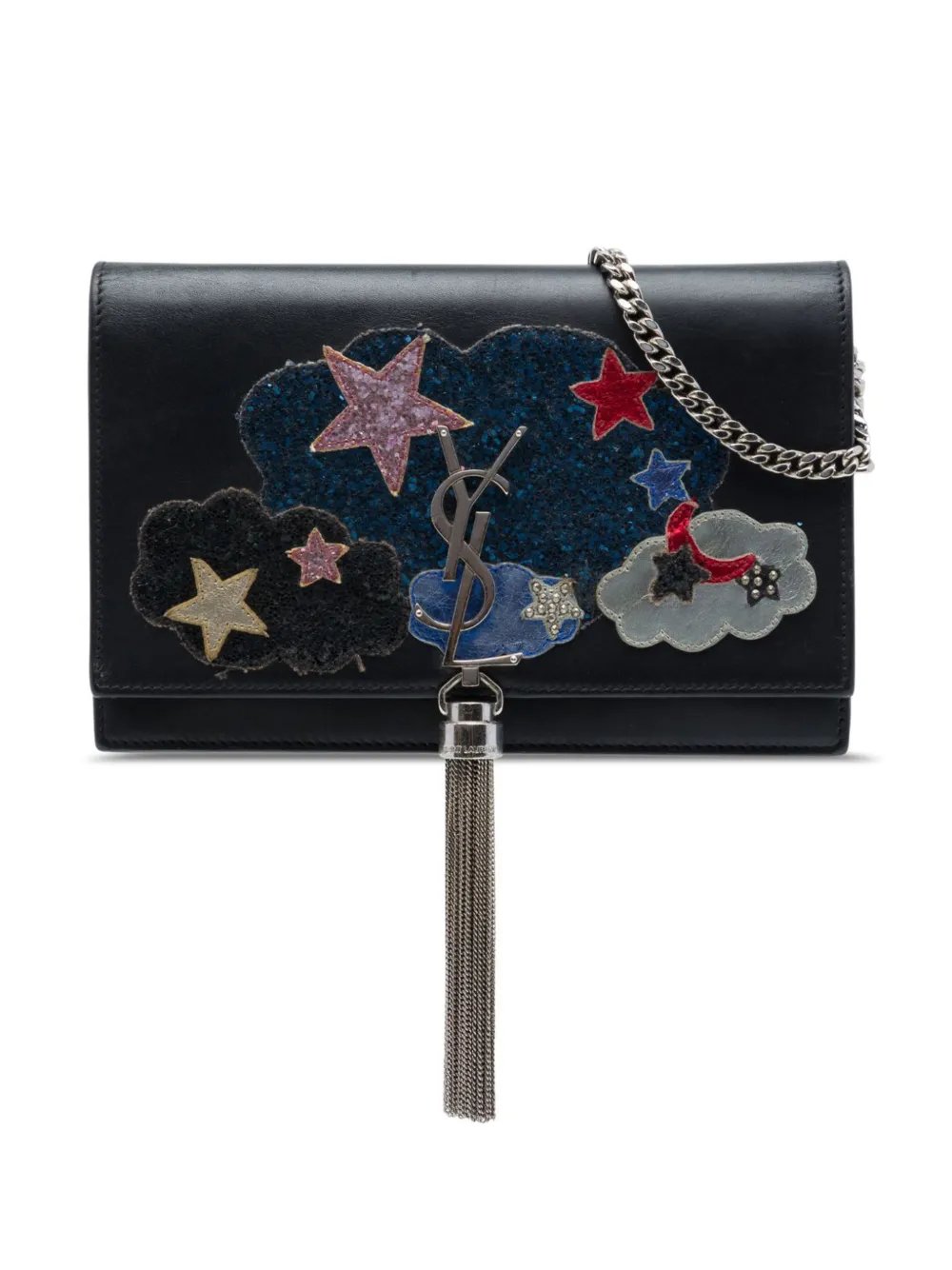 2016 Calfskin Cloud Star Applique Classic Monogram Kate Tassel Wallet on Chain crossbody bag