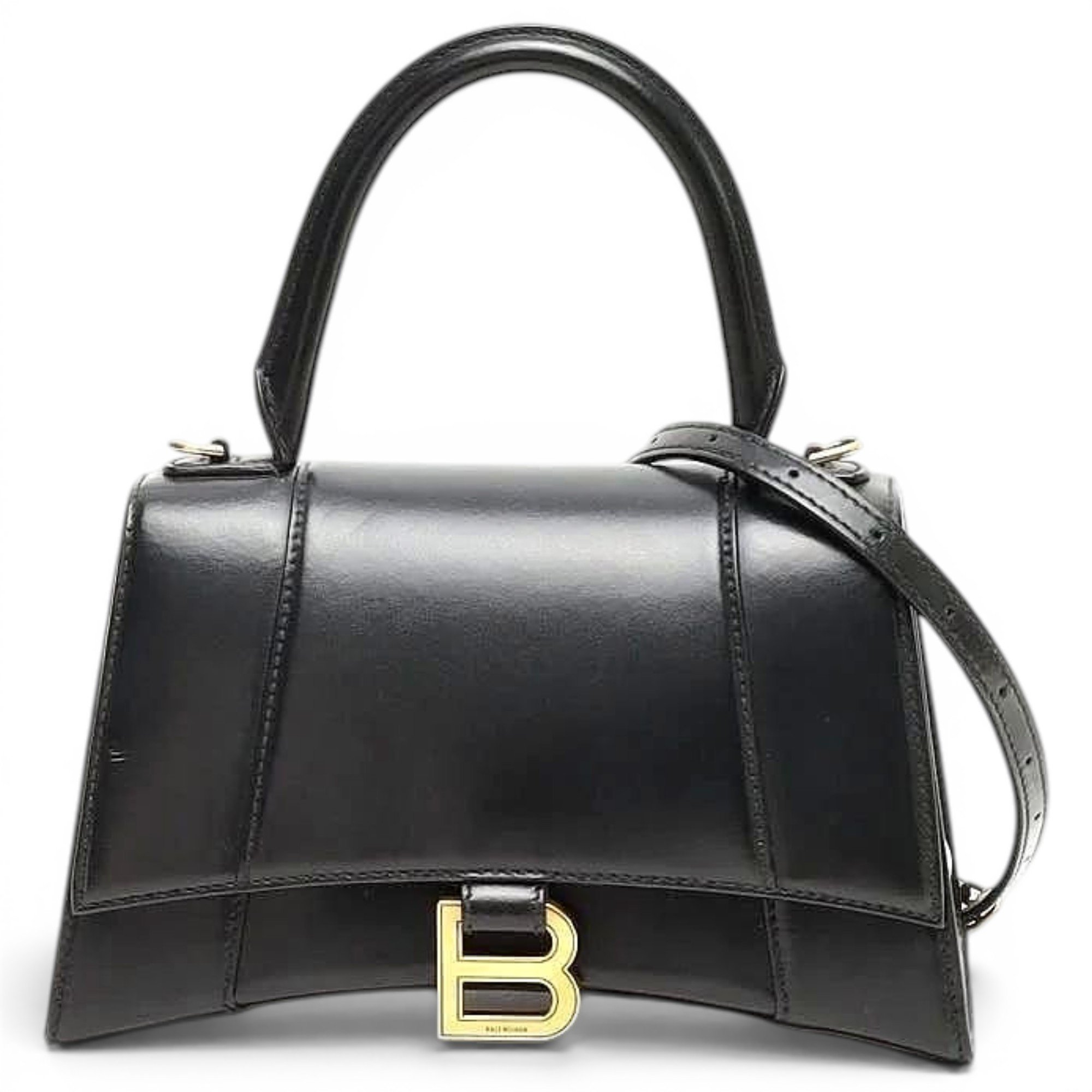 Hourglass leather handbag