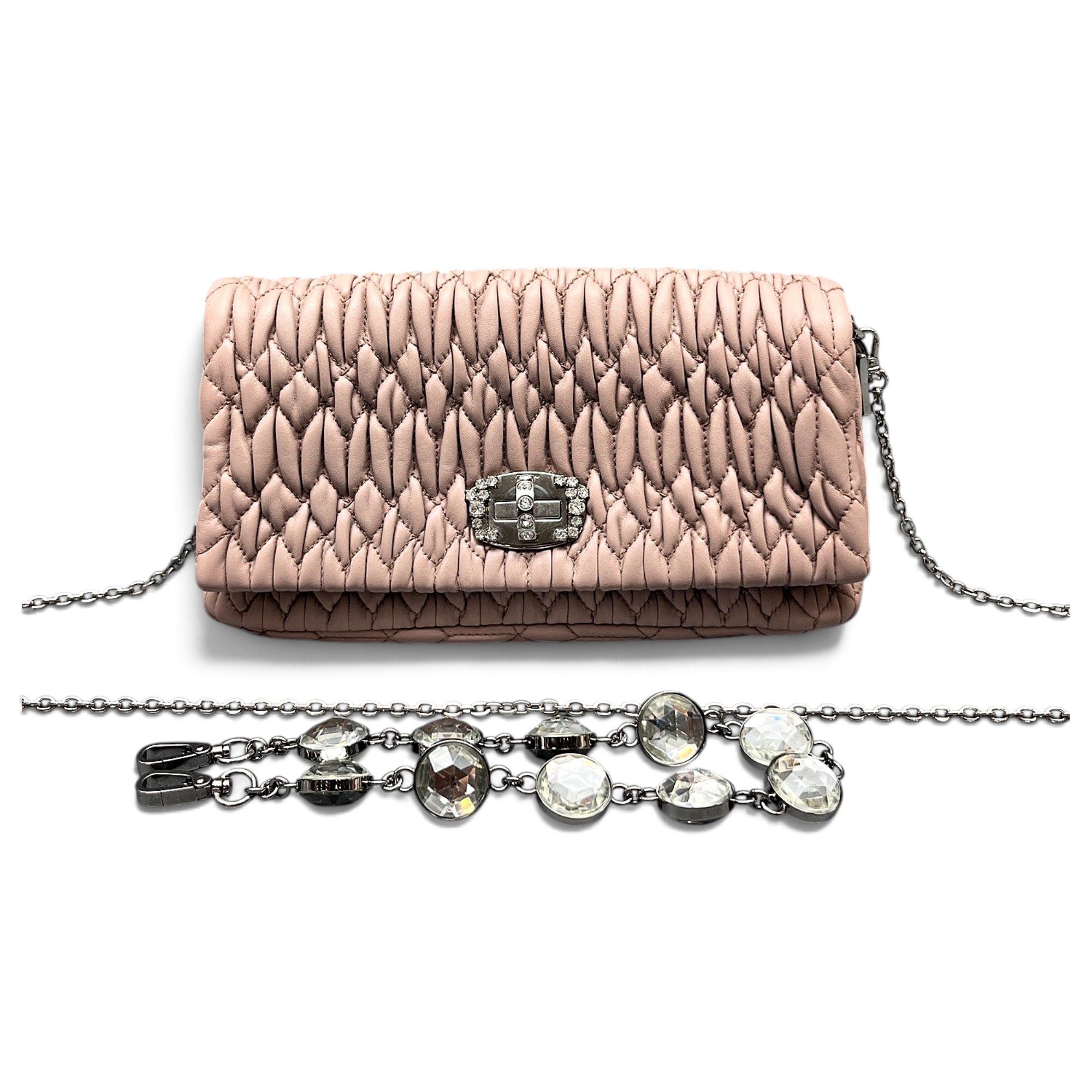 Miu Crystal leather handbag